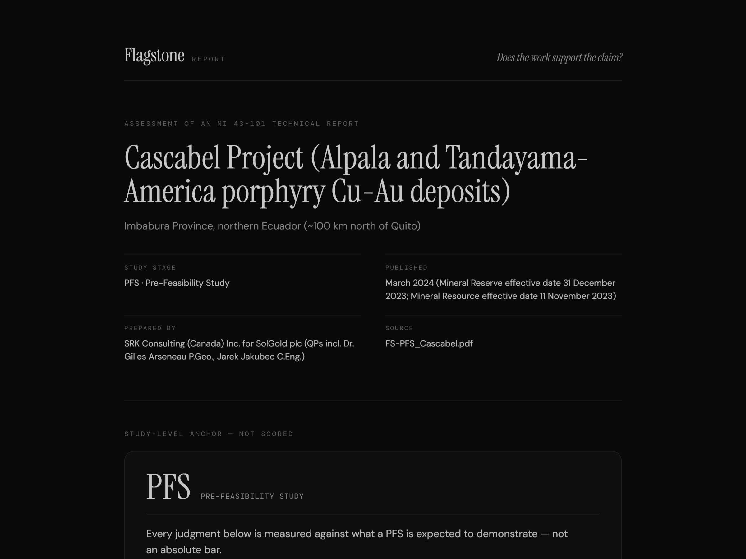 Cascabel — Flagstone report first page